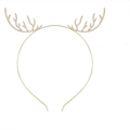 Golden reindeer antler headband with pearls for Christmas parties and celebrations - Gold Antler (FG159)