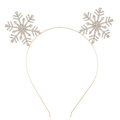 Sparkling Christmas headband with silver metal frame and rhinestone snowflake ornaments - Gold Snowflake (FG160)