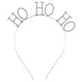 Serre-tête de Noël argenté élégant avec lettrage HO HO HO en cristaux brillants - Style Ho Ho Ho (FG161)