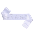 White satin bride to be sash with silver rhinestones for bachelorette party outfit - White Satin Sash With Silver Rhinestones