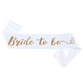 White satin sash with gold foil Bride to be text and diamond ring icon for bridal parties - Bride to Be with Ring Icon / White With Rose Gold Text