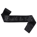 Elegant black satin Bride to Be sash featuring silver rhinestone lettering for parties - Black Satin Sash With Silver Rhinestones