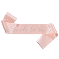 Pink satin Bride to Be sash with sparkling silver rhinestones for bachelorette parties - Champagne Satin Sash With Silver Rhinestones