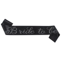 Black bride to be satin sash with sparkling rhinestone lettering for bachelorette party - Black Satin Sash