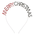 Serre-tête Merry Christmas scintillant avec strass rouges et verts sur métal - Noël Rouge et Vert (FG165)