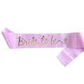 Pink satin bachelorette sash with golden Bride to be text and heart decoration - Bride to Be with Heart Icon / Pink Dial Gold Numerals