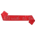 Elegant red satin Bride To Be sash with sparkling silver rhinestone lettering for bridal shower - Red Satin Sash