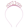 Serre-tête couronne rose pour anniversaire avec chiffre 11 et strass étincelants - 11 ans / Rose