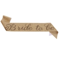 Golden glitter Bride to Be sash with black rhinestone lettering for bridal parties - Gold Glitter Fabric Sash