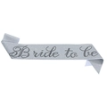 Silver glitter bride to be sash with black lettering for bachelorette party outfit - Silver Glitter Fabric Sash