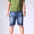 Pantalones cortos vaqueros azul oscuro para hombre con cintura elástica y lavado vintage - M / Azul