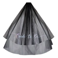 Double-layered black bridal veil with holographic Bride to Be cursive glitter lettering - Black Snowflake Laser Style (TS006)