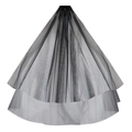 Elegant two-layer black bridal veil in soft mesh for bachelorette or gothic wedding parties - Black Layered Style (TS003)