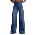 Detailed close-up of dark blue high-waisted wide-leg jeans with vintage washed denim texture - S / Dark Blue