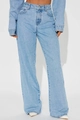 Detail view of light blue high waist straight leg denim jeans with heart pocket design - S / Light Blue