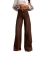 Retro high-waisted wide-leg denim jeans in dark brown with structural seam detailing - Dark Brown