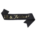 Banda de cumpleaños 18 & Fabulous en tela negra brillante con letras doradas de lujo - 18 Negro Dorado