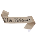 Glitter gold 21 & Fabulous birthday sash with black elegant lettering and heart design - 21 Gold Black