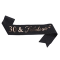 Glittery black 30 & Fabulous birthday sash with rose gold lettering and hearts - 30 Black Rose Gold