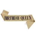 Banda dorada con purpurina Birthday Queen para fiestas celebración hombro princesa niña - Birthday Queen Dorado Texto Negro