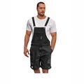 Men's distressed black denim short dungarees with ripped detailing in a casual style - Black