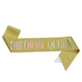 Banda dorada brillante Birthday Queen con letras láser iridiscentes para fiesta de cumpleaños - Birthday Queen Dorado Iridiscente