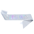 Fascia glitterata argento Birthday Queen con scritte laser olografiche per feste - Birthday Queen Argento Cangiante