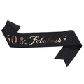 Sparkling black fabric birthday sash with rose gold 50 & Fabulous elegant lettering - 50 Black Rose Gold