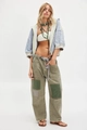 Bohemian outfit featuring striped hooded jacket and wide leg pants with rope belt detail - S / Army Green Style (14652C)