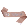 Elegant rose gold glitter 50 & Fabulous birthday sash with holographic text for women - 50 Rose Gold Holographic
