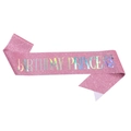 Fascia di compleanno rosa glitterata con scritta olografica Birthday Princess per ragazza - Birthday Princess Rosa