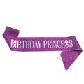 Fascia compleanno viola glitter Birthday Princess con spilla di sicurezza argento - Birthday Princess Viola