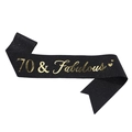 Sparkling black glitter sash with gold 70 & Fabulous text for birthday parties - 70 Black Gold