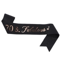 Elegant 70 & Fabulous black glitter birthday sash with rose gold foil lettering - 70 Black Rose Gold