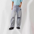Vintage distressed jeans met wijde pijpen voor dames in lichtblauwe wassing met scheuren - S / Lichtblauw