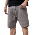 Makrodetail der schwer gewaschenen grauen Jeans-Shorts für Herren mit Premium-Nähten - EU 38 / Grau
