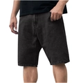 Detailaufnahme der dunkelgrauen gewaschenen Denim-Shorts für Herren mit geradem Schnitt - EU 33 / Schwarz