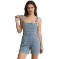 Salopette corta in denim azzurro con tasche multiple e orlo con risvolto in vestibilità ampia - S / Azzurro