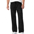 Detail van casual herenjeans met distressed snorhaareffect en rookgrijze denim wassing - S / Zwart