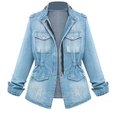 Veste en jean pour femme bleu clair avec quatre poches et taille cintrée élastique - S / Bleu clair
