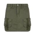 Detalle de minifalda cargo verde oliva con bolsillos de solapa y anillas metálicas - S / Verde Militar
