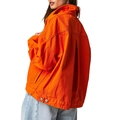 Giacca di jeans arancione acceso da donna vestibilità comoda con cuciture e bottoni metallici - S / Rosso Arancio