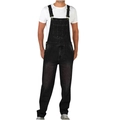 Men's retro black denim dungarees with adjustable straps and front pocket in a slim fit - S / Black