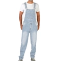 Men's retro light blue washed denim overalls in loose straight fit with adjustable straps - S / Light Blue