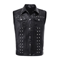 Herren Slim-Fit Lederweste in Schwarz mit silbernen Nieten und Punk-Rock-Details - S / Schwarz