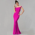 Robe de soirée rose fuchsia avec épaules dénudées et découpes élégantes à la taille - Magenta