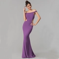 Robe de soirée élégante violette à épaules dénudées avec découpes taille et coupe sirène - Violet