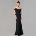Elegante abito da sera nero con spalle scoperte, spalline sottili e linea a sirena - S / Nero