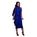 Eng anliegendes königsblaues Cocktailkleid mit elegantem Rüschendesign und One-Shoulder-Schnitt - S / Blau