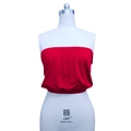 Elastic red tube top for women with shirred hem and comfortable strapless fit - S / Red